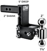 B&W Trailer Hitches Tow & Stow - Fits 2" Receiver, Dual Ball (1-7/8" x 2"), 5" Drop, 10,000 GTW - TS10038B