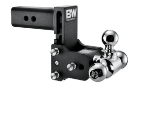 B&W Trailer Hitches Tow & Stow Adjustable Trailer Hitch Ball Mount - Fits 2.5" Receiver, Tri-Ball (1-7/8" x 2" x 2-5/16"), 5" Drop, 14,500 GTW - TS20048B