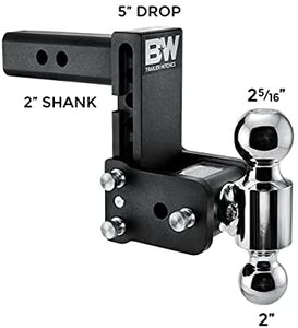 B&W Trailer Hitches Tow & Stow - Fits 2" Receiver, Dual Ball (2" x 2-5/16"), 5" Drop, 10,000 GTW - TS10037B