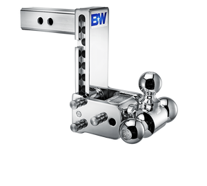 B&W Trailer Hitches Tow & Stow Adjustable Trailer Hitch Ball Mount - Fits 2.5" Receiver, Tri-Ball (1-7/8" x 2" x 2-5/16"), 7" Drop, 14,500 GTW - TS20049B